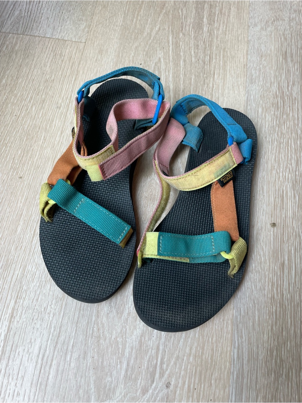 Teva Kids Teal Pink Yellow Orange Multicolor Strappy Sandals